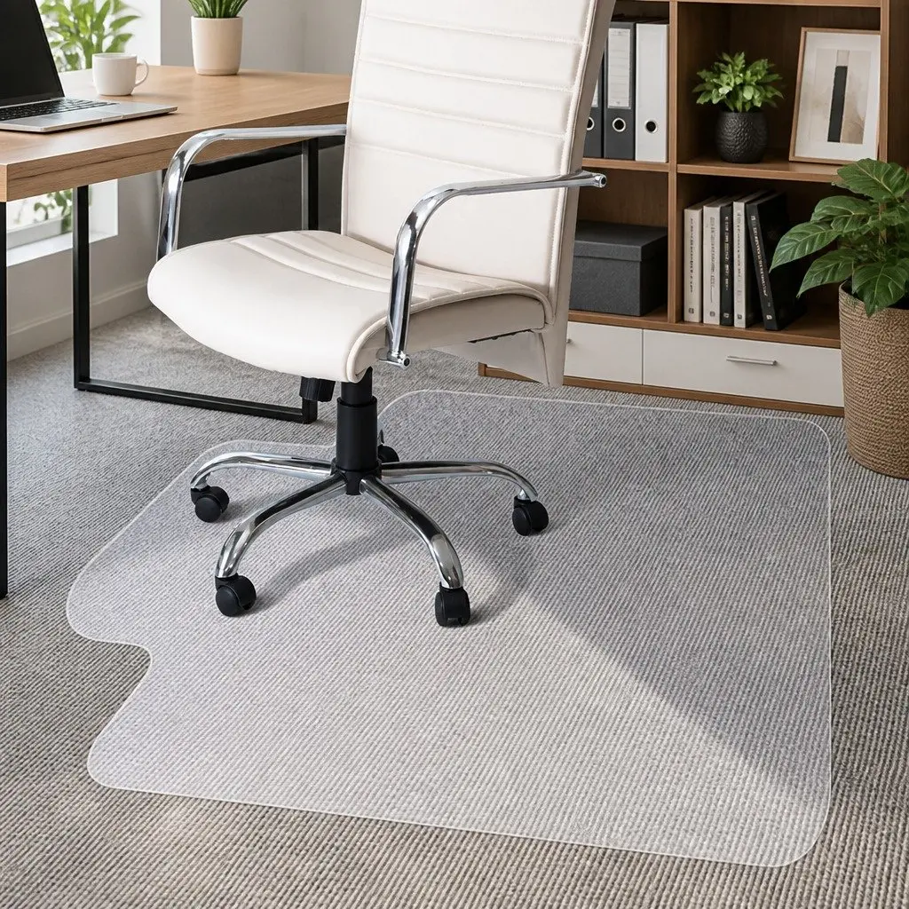 Chair Mat PVC 120cm x 90cm Clear Carpet Floor Protector for Office Home Use