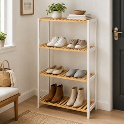 Versatile 4-Tier Bamboo Shelf for Home Organization