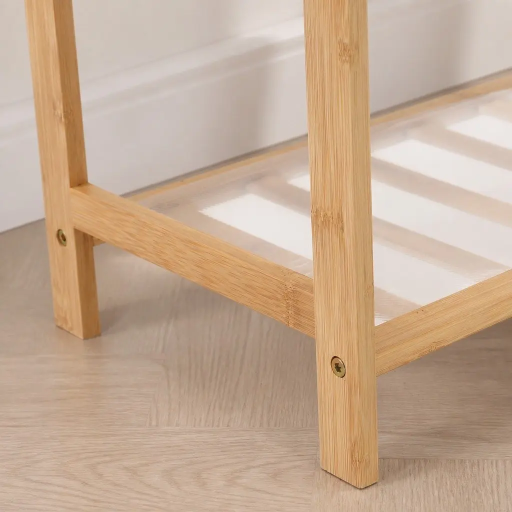 Bamboo Shoe Organizer Natural 80cm Wide 10 Tier Wooden Rack Storage for Hallway
