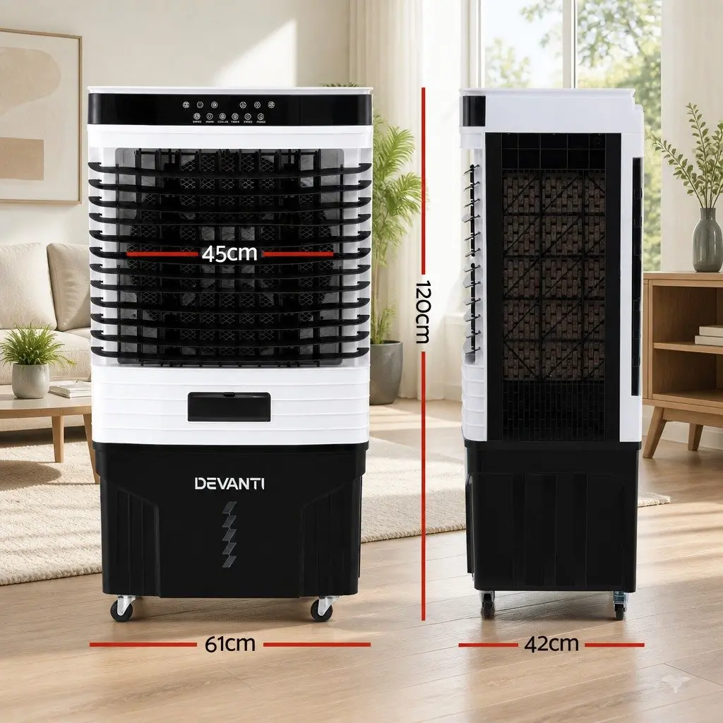 Evaporative Air Cooler 60L Tank Humidifier Purifier Portable White Black