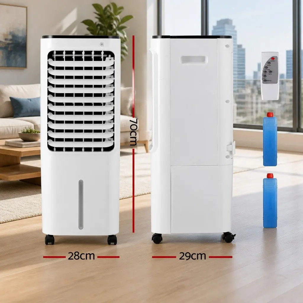 Evaporative Air Cooler 12L Water Tank Portable Humidifier Purifier White
