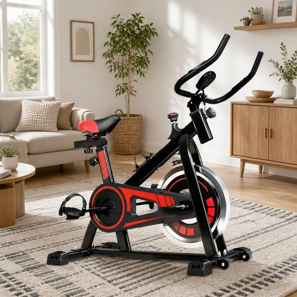 Exercise Bike Steel Frame 6kg Flywheel Adjustable Resistance Black