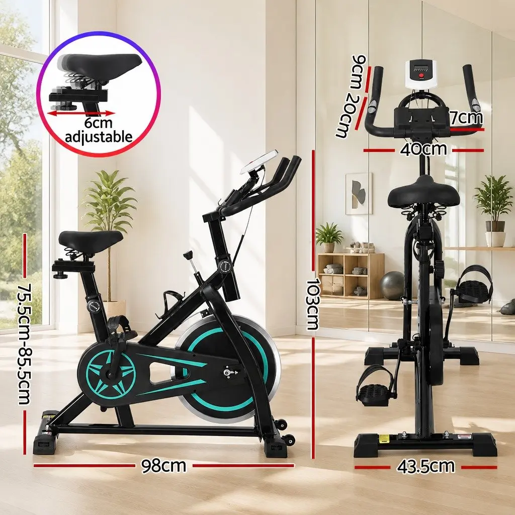 Exercise Bike 10kg Flywheel Indoor Cardio Adjustable Seat Black
