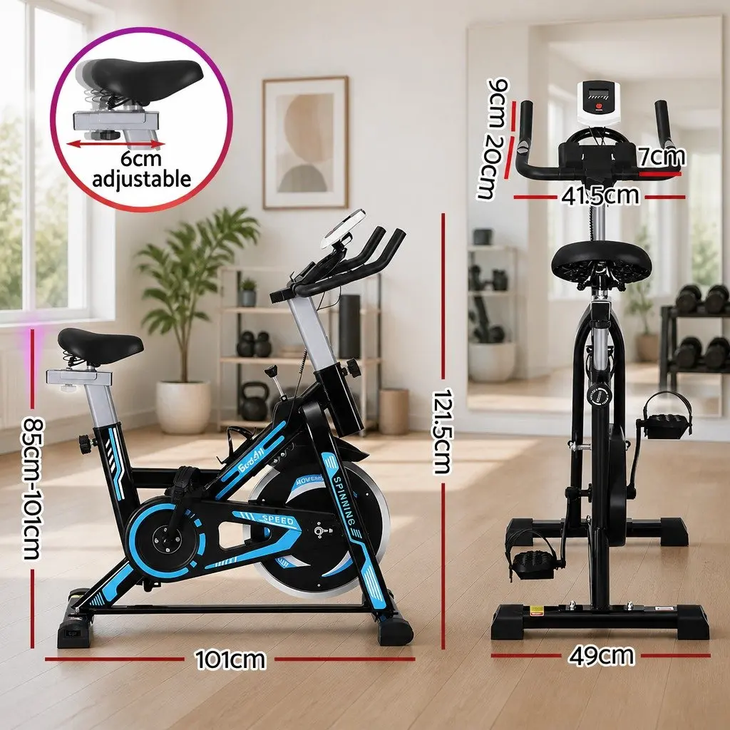 Exercise Bike Steel 13KG Flywheel Adjustable Height Black