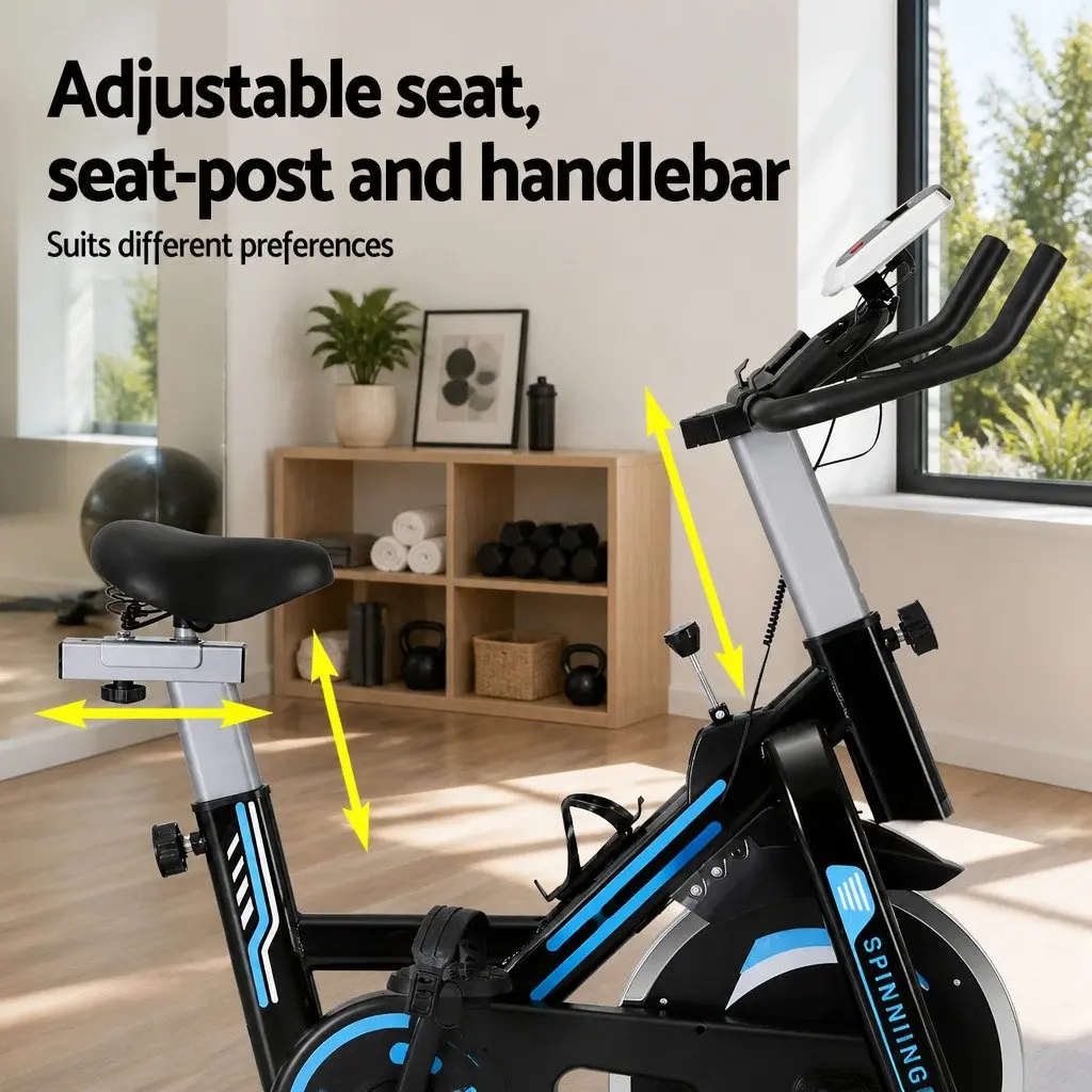Exercise Bike Steel 13KG Flywheel Adjustable Height Black