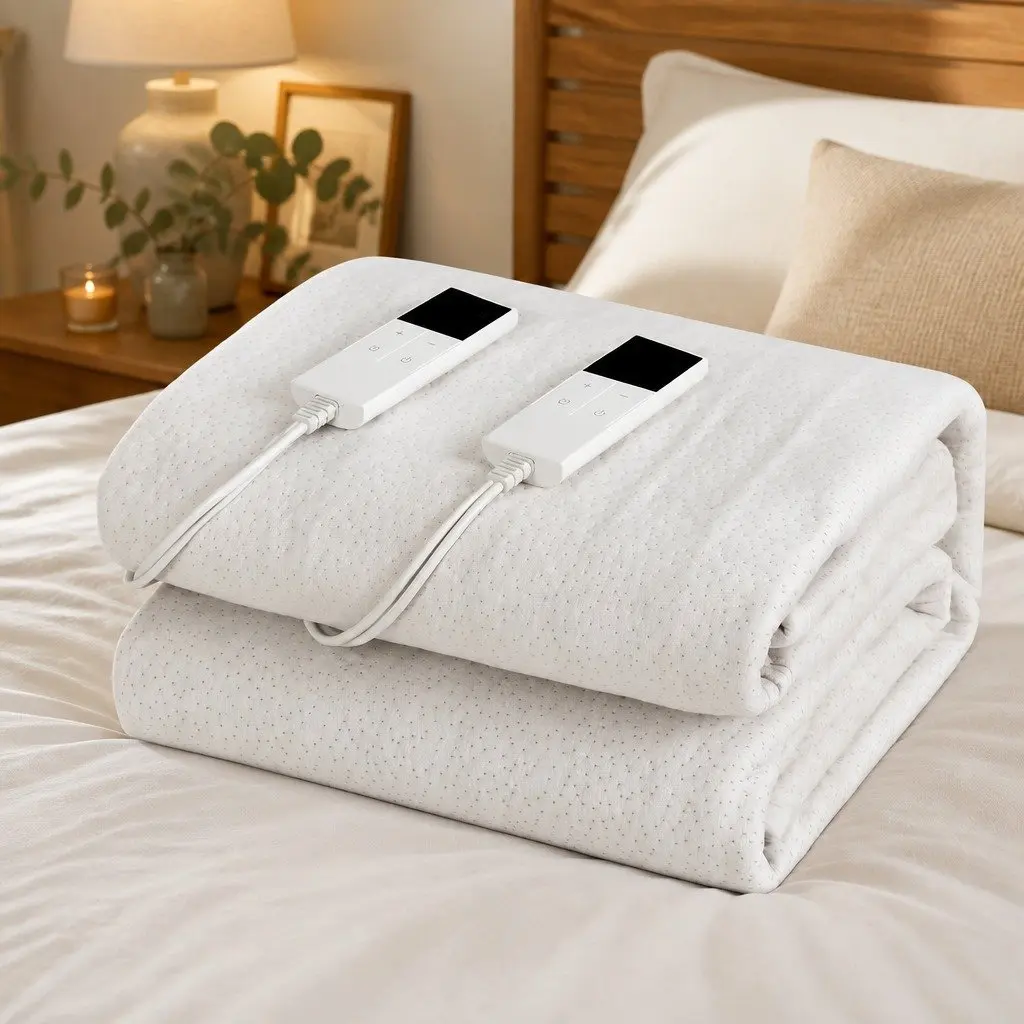 Electric Blanket Fitted Bamboo Fabric Double White Machine Washable