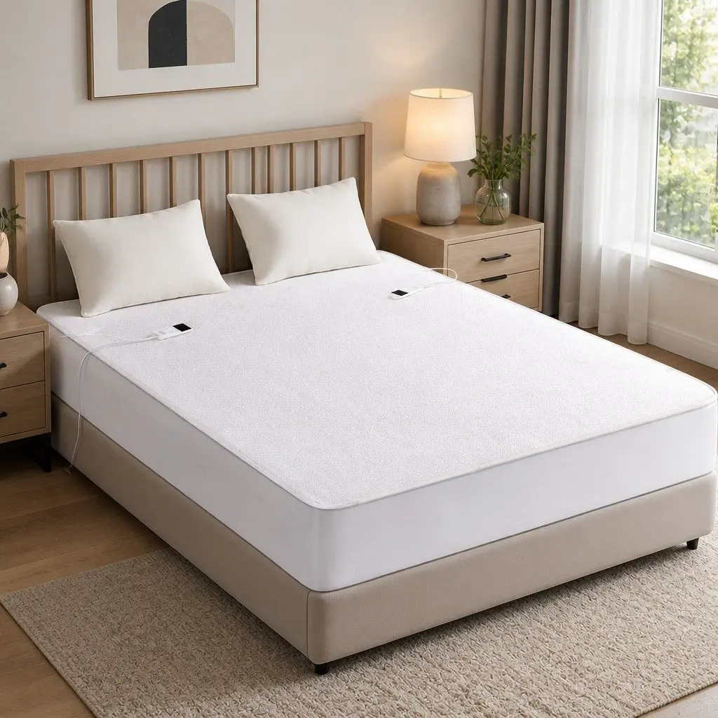 Electric Blanket Fitted Bamboo Fabric Double White Machine Washable
