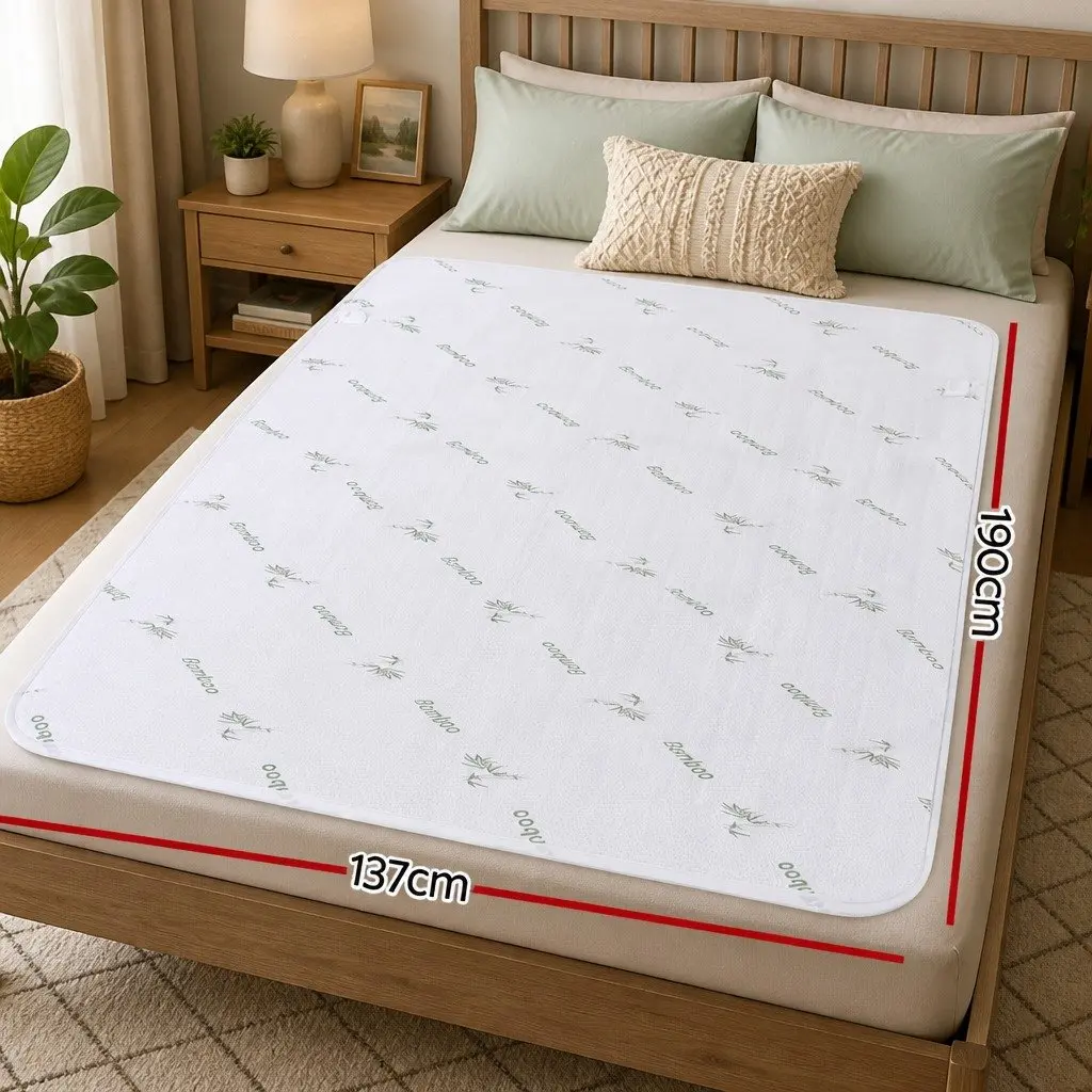 Electric Blanket Fitted Bamboo Fabric Double White Machine Washable