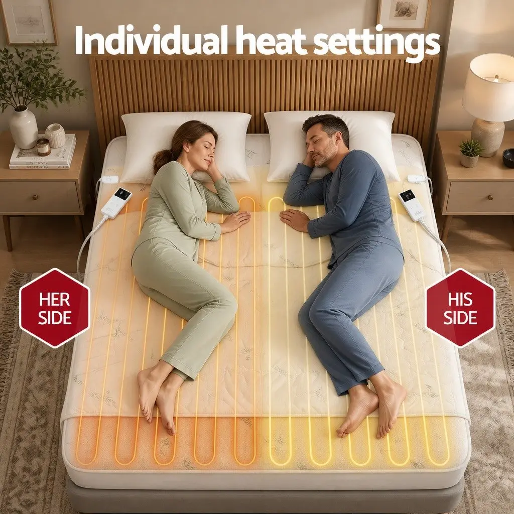 Electric Blanket Fitted Bamboo Fabric Double White Machine Washable