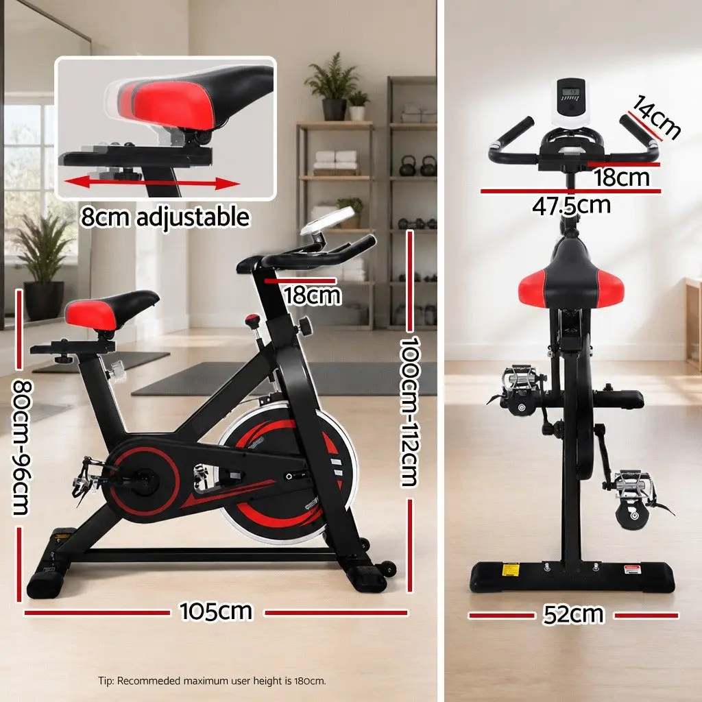 Exercise Bike Indoor Cycling Stationary Flywheel Heavy-duty Steel Frame Adjustable Black