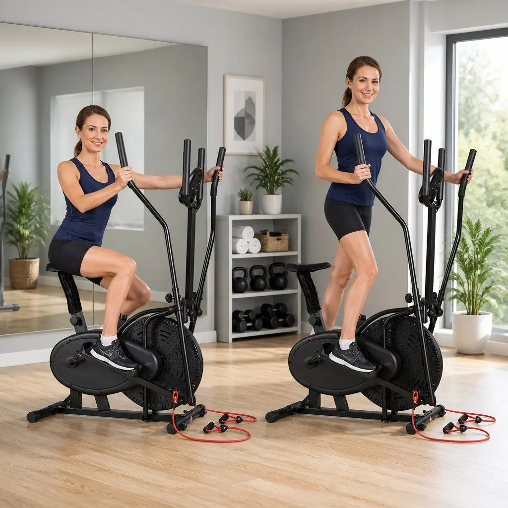 Exercise Bike 5 in 1 Elliptical Cross Trainer Home Gym Indoor Cardio Machine Black