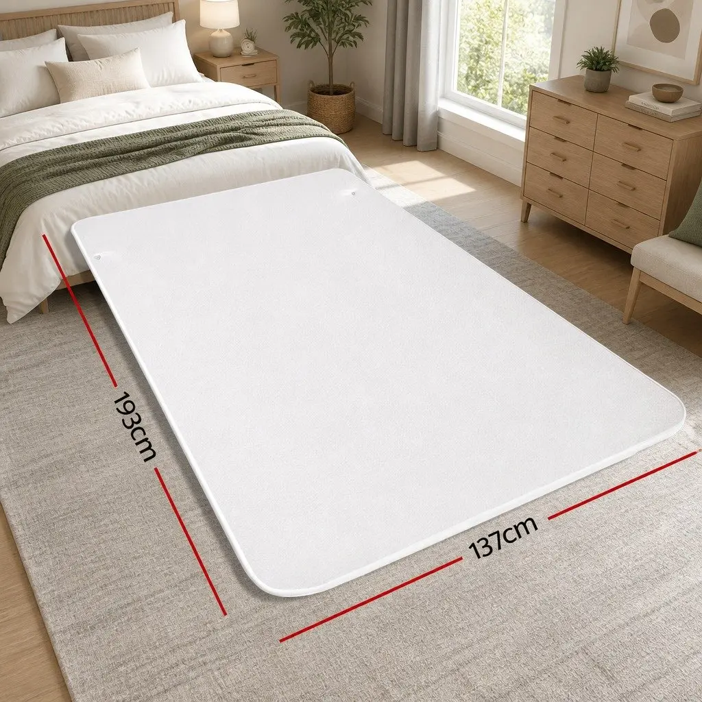 Double Electric Blanket Fitted Fleece Synthetic Wool 193cm x 137cm White