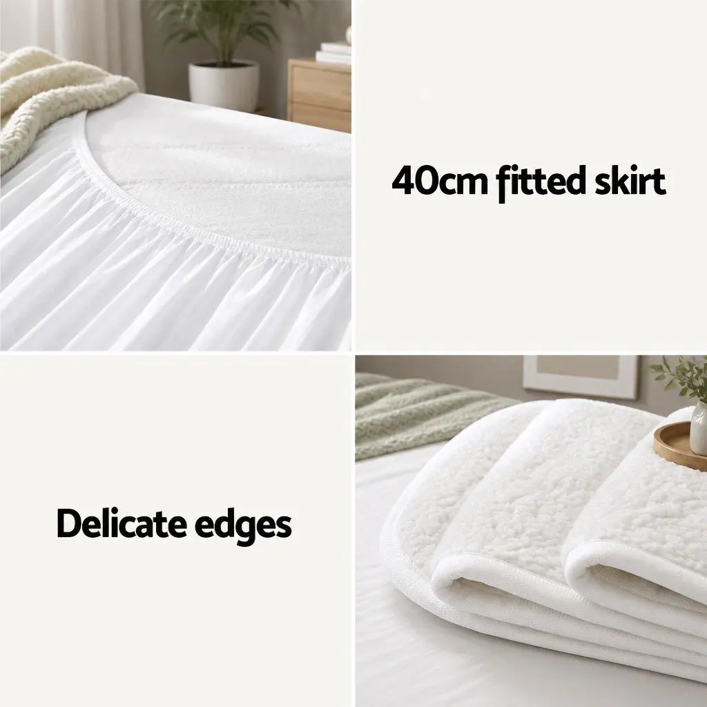 Double Electric Blanket Fitted Fleece Synthetic Wool 193cm x 137cm White