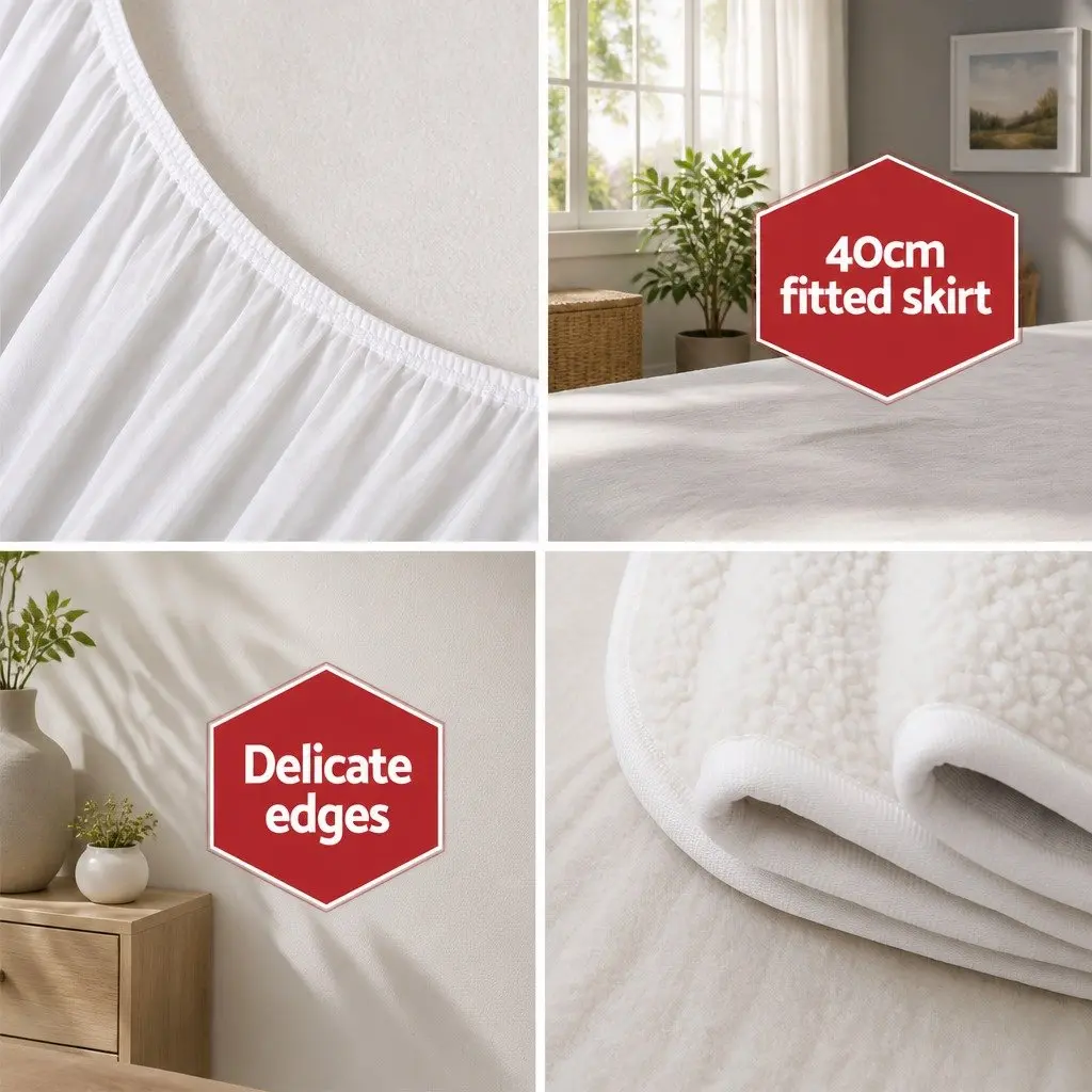 Double Electric Blanket Fitted Fleece Synthetic Wool 193cm x 137cm White