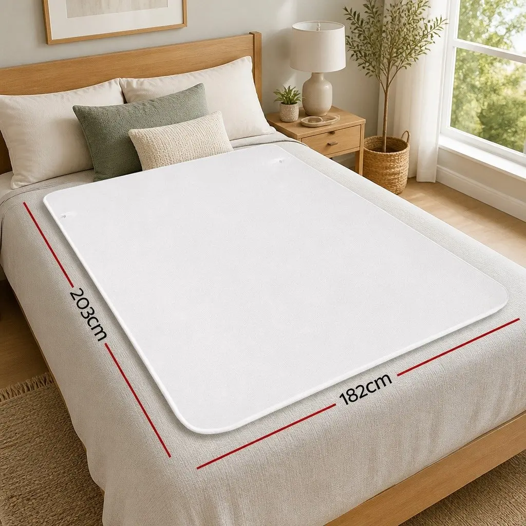 Electric Blanket Fitted Fleece King Size White Heated Bed Blanket