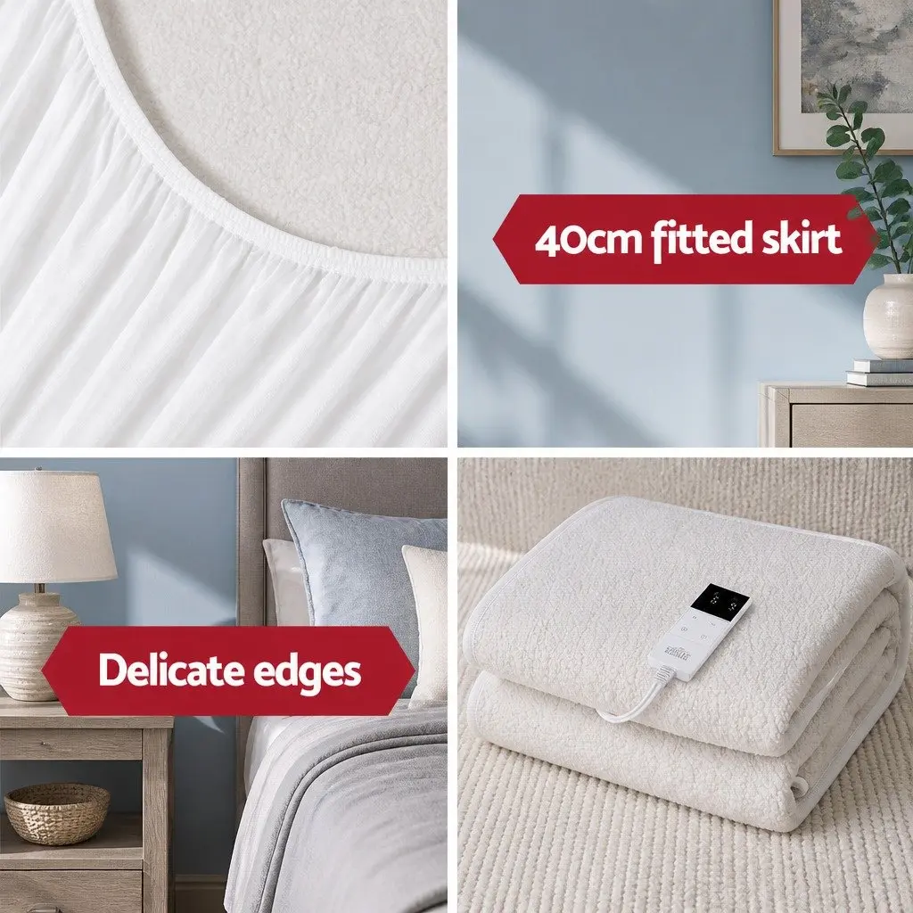 Electric Blanket Single Bed Fitted Fleece Warm Cosy Sleep Winter Bedding