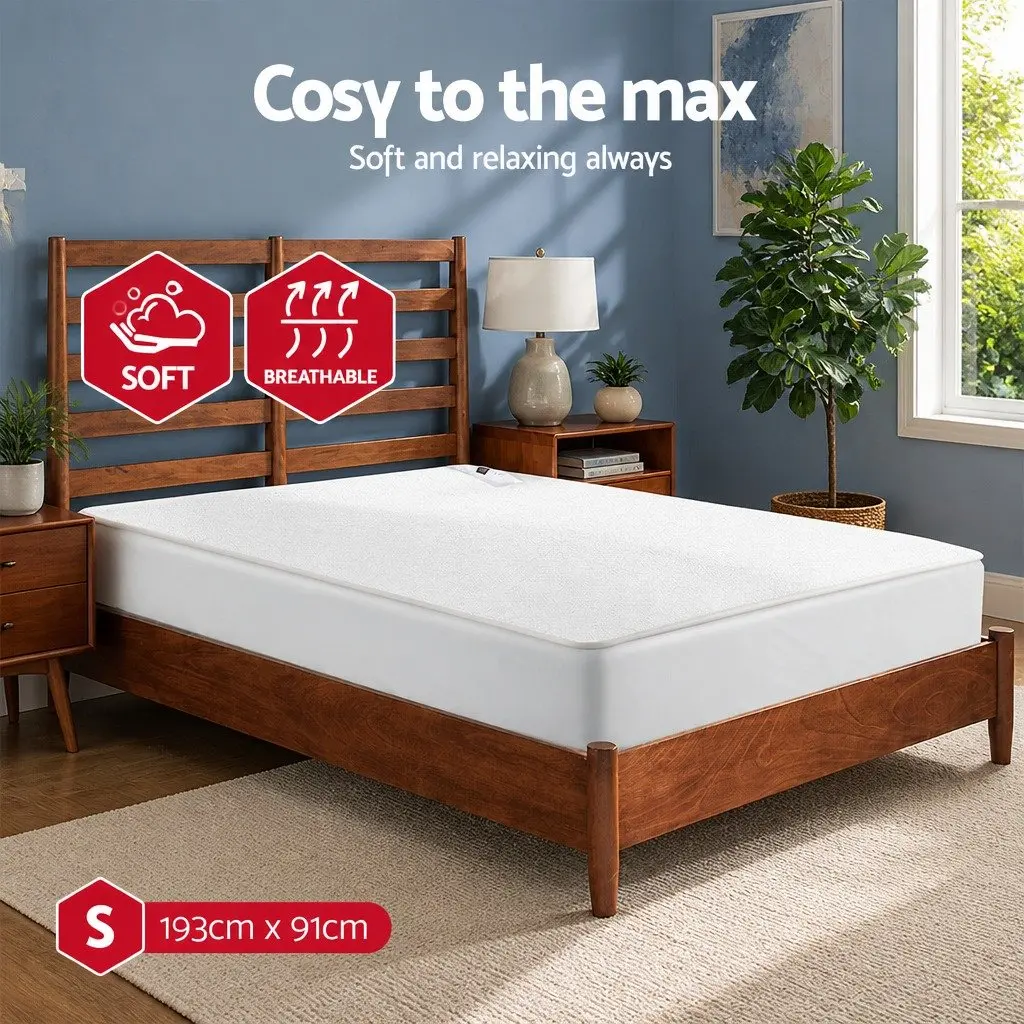 Electric Blanket Single Bed Fitted Fleece Warm Cosy Sleep Winter Bedding