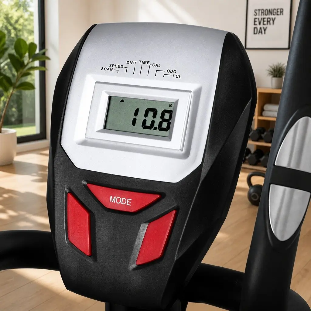 Elliptical Cross Trainer Fitness Machine Powder-Coated Steel Black LCD Display