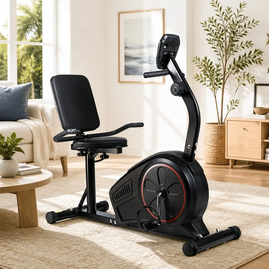 Recumbent Exercise Bike Magnetic Steel 8 Resistance Adjustable Black