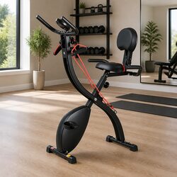 Folding Exercise Bike Magnetic Resistance Indoor Cycling X-Frame Compact Gym