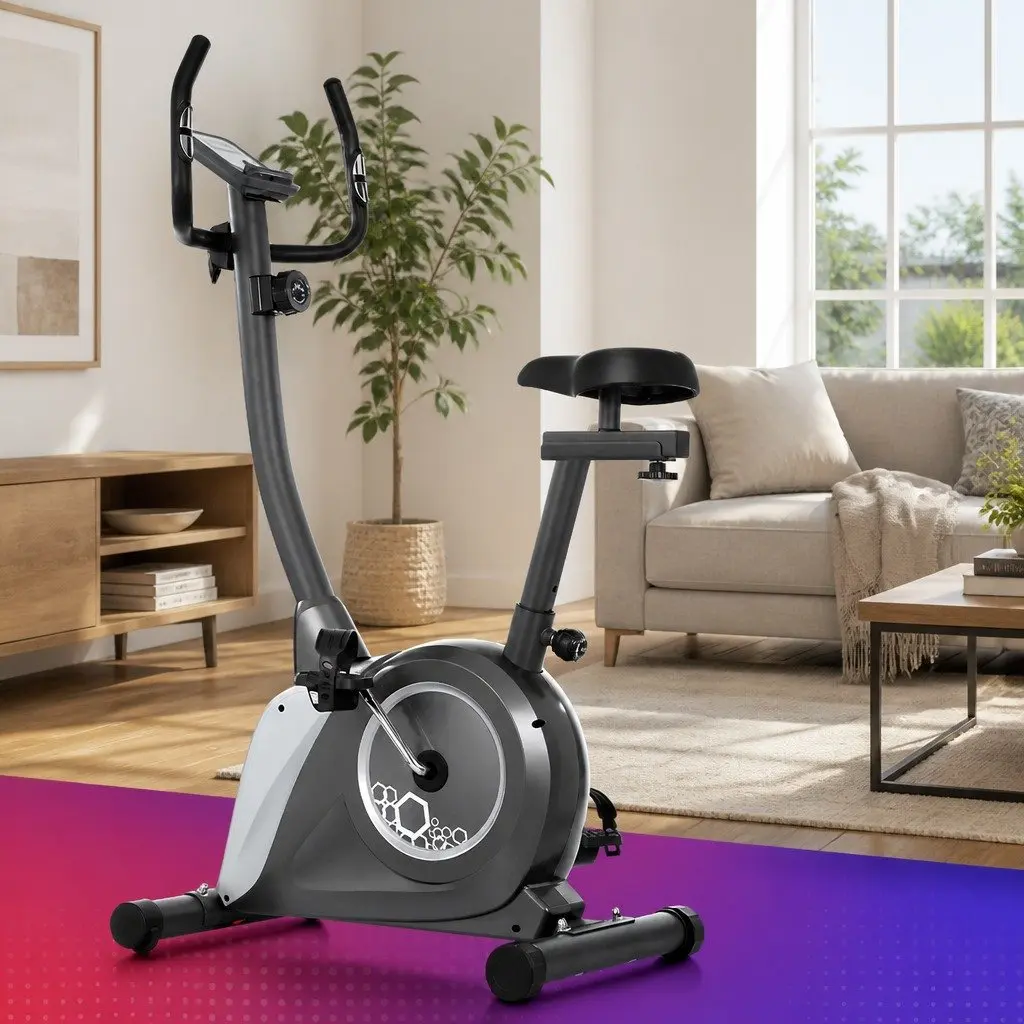 Magnetic Exercise Bike Upright Fitness Home Gym Cardio Trainer Grey 120kg