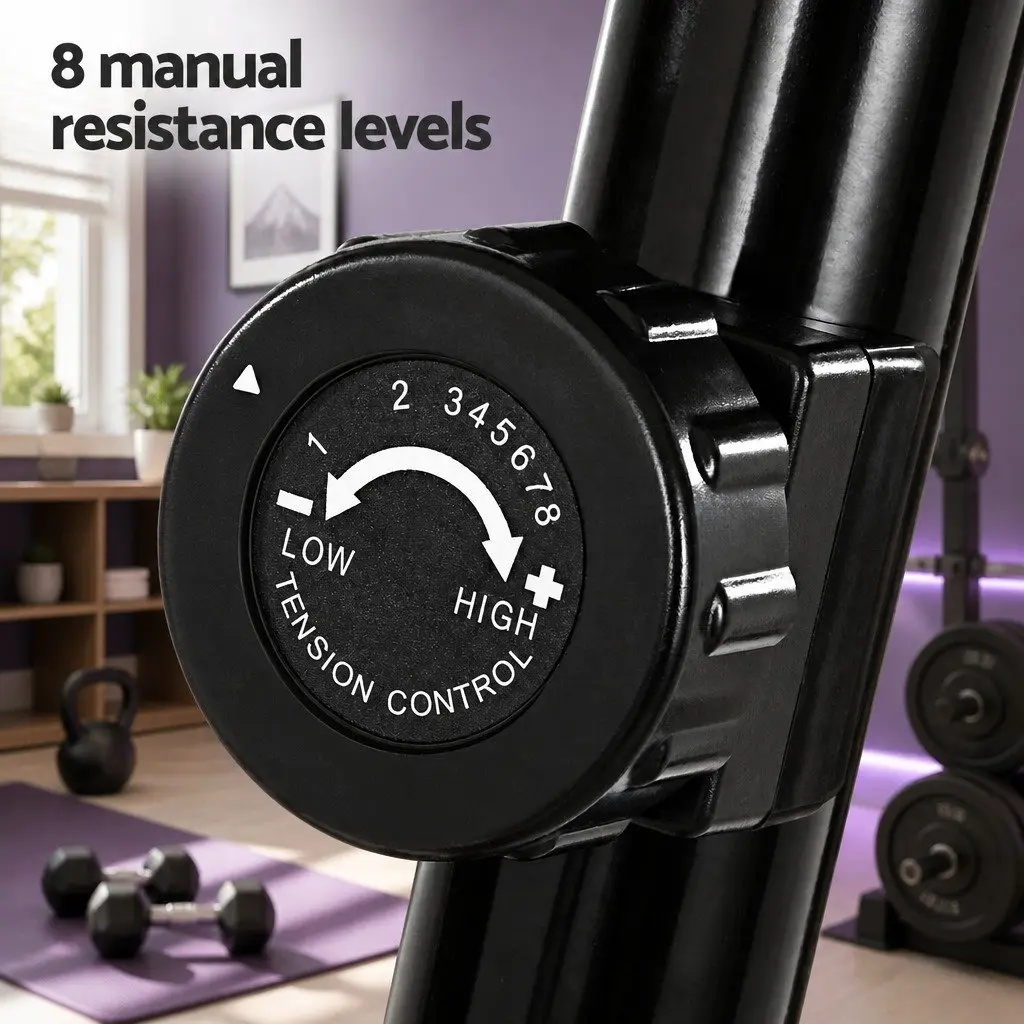Upright Exercise Bike Magnetic Resistance 8 Levels 2kg Steel Flywheel Black Grey