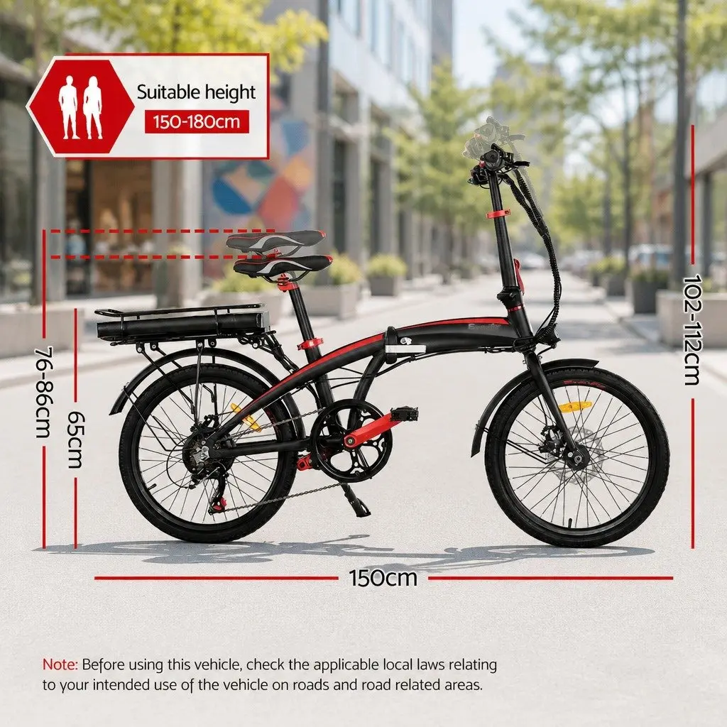 Folding Electric Bike 250W Motor Aluminium Alloy Portable Black