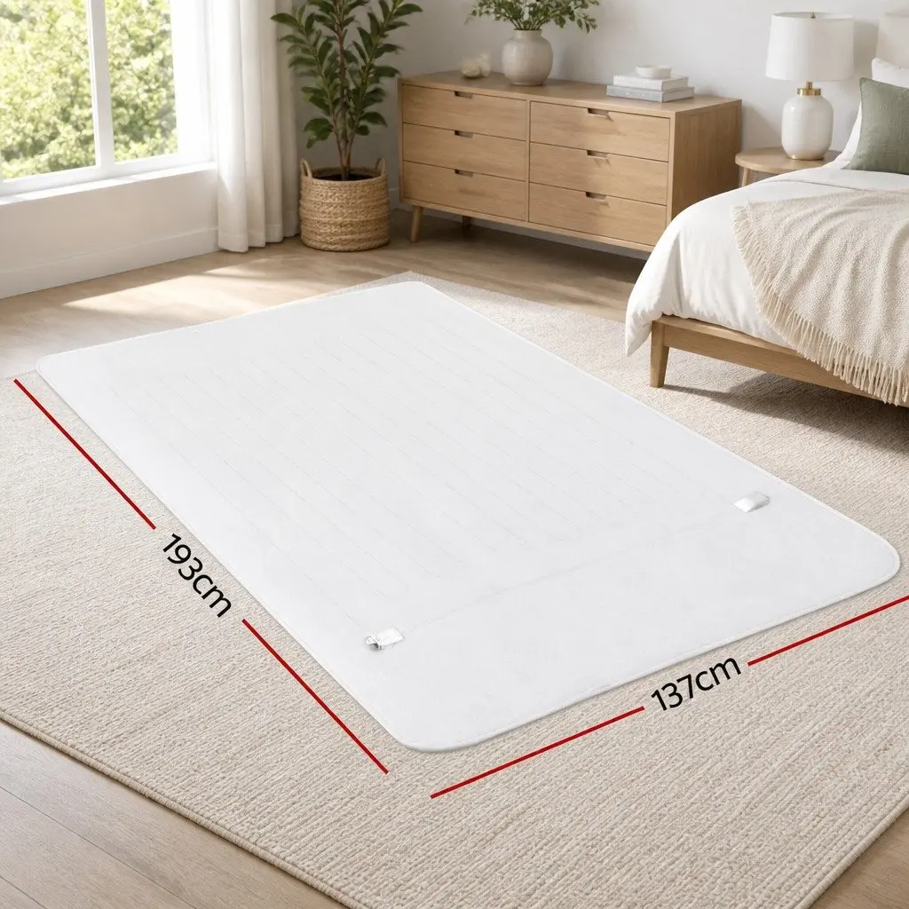Double Size Electric Blanket Fully Fitted Polyester White 193cm L x 137cm W