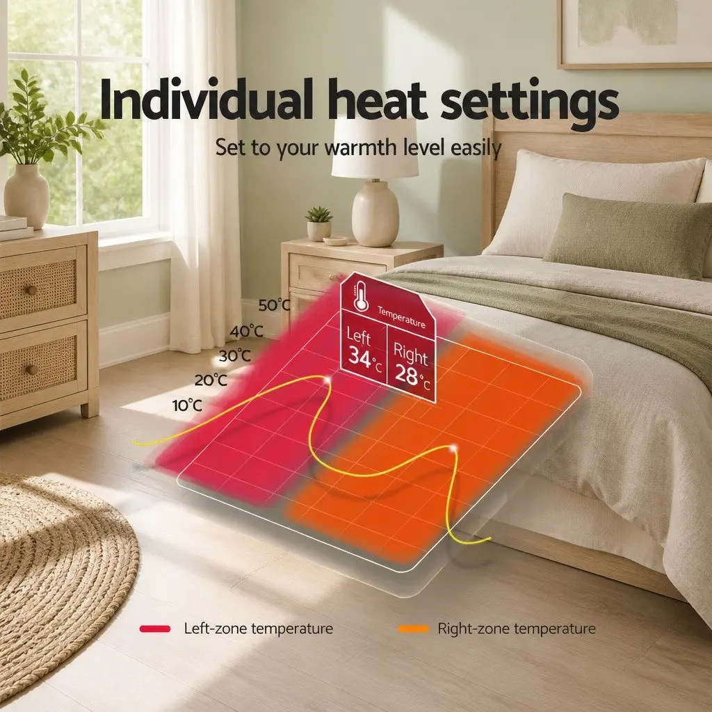 King Size Electric Blanket Fully Fitted Polyester White Three Heat Settings