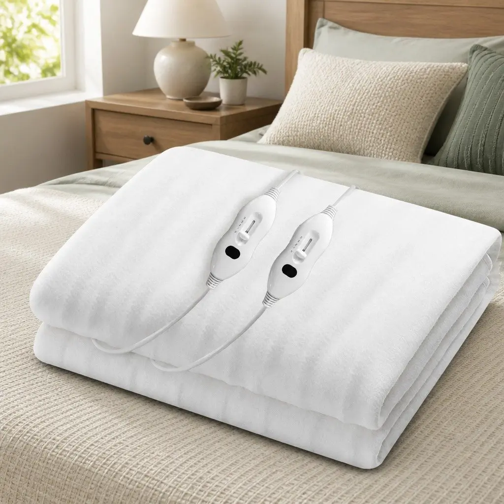 Electric Blanket Fitted Polyester Queen Size White