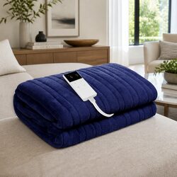Practical Navy Blue Electric Blanket for Home and Travel