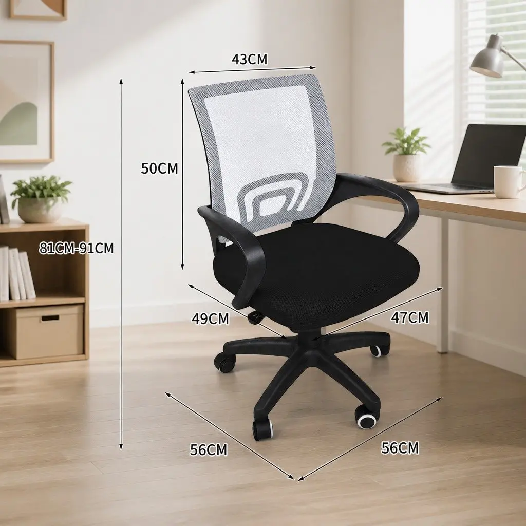 Office Chair Grey Computer Desk Gaming Ergonomic Mesh Breathable Adjustable