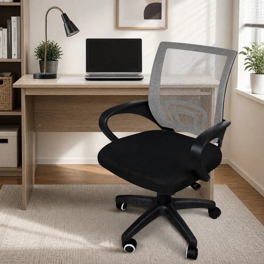 Ergonomic Office Chair Adjustable Height Mesh Back Black or Grey for Computer Gaming