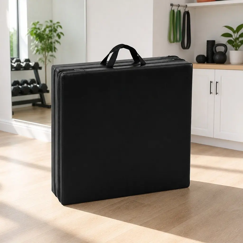 Gymnastics Mat Folding High Density Foam 181cm x 61cm x 5cm Black