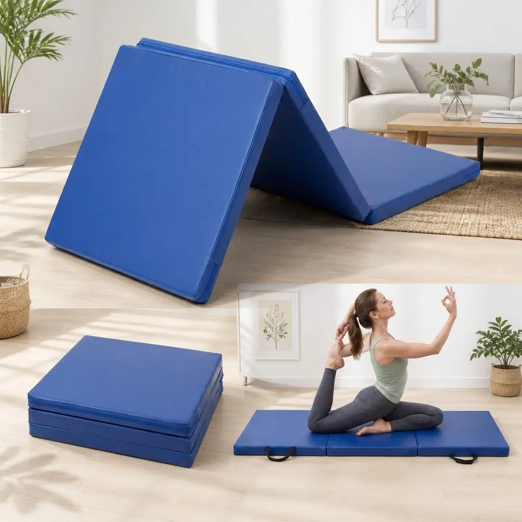 Gymnastics Mat Folding 3 Fold 180x60cm Blue