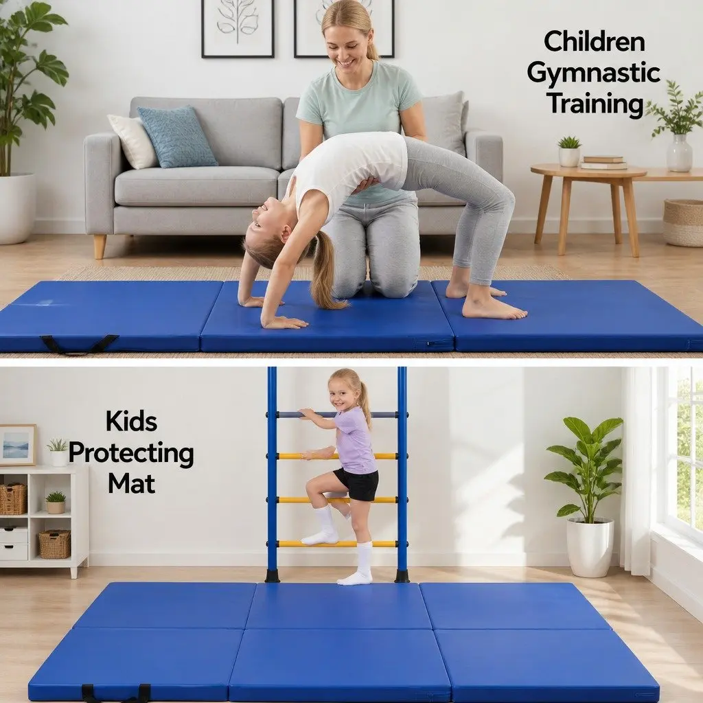 Gymnastics Mat Folding 3 Fold 180x60cm Blue