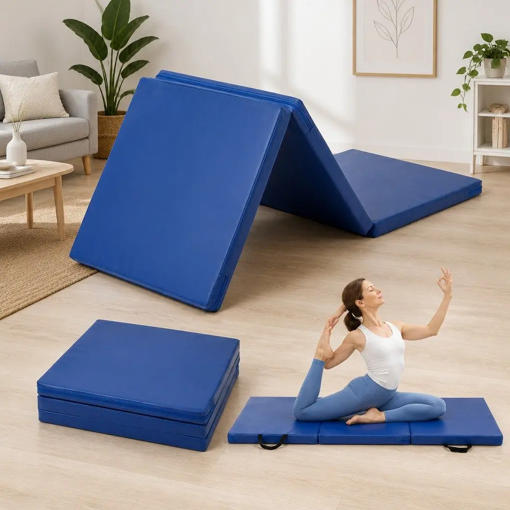 Gymnastics Mat Folding 3 Fold 180x60cm Blue