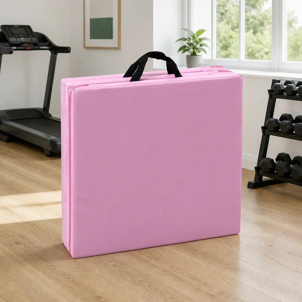 Gymnastics Mat High Density Foam 180x60cm 3 Fold Portable Pink