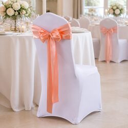 Coral Satin Chair Sashes - 20 Piece Set for Events