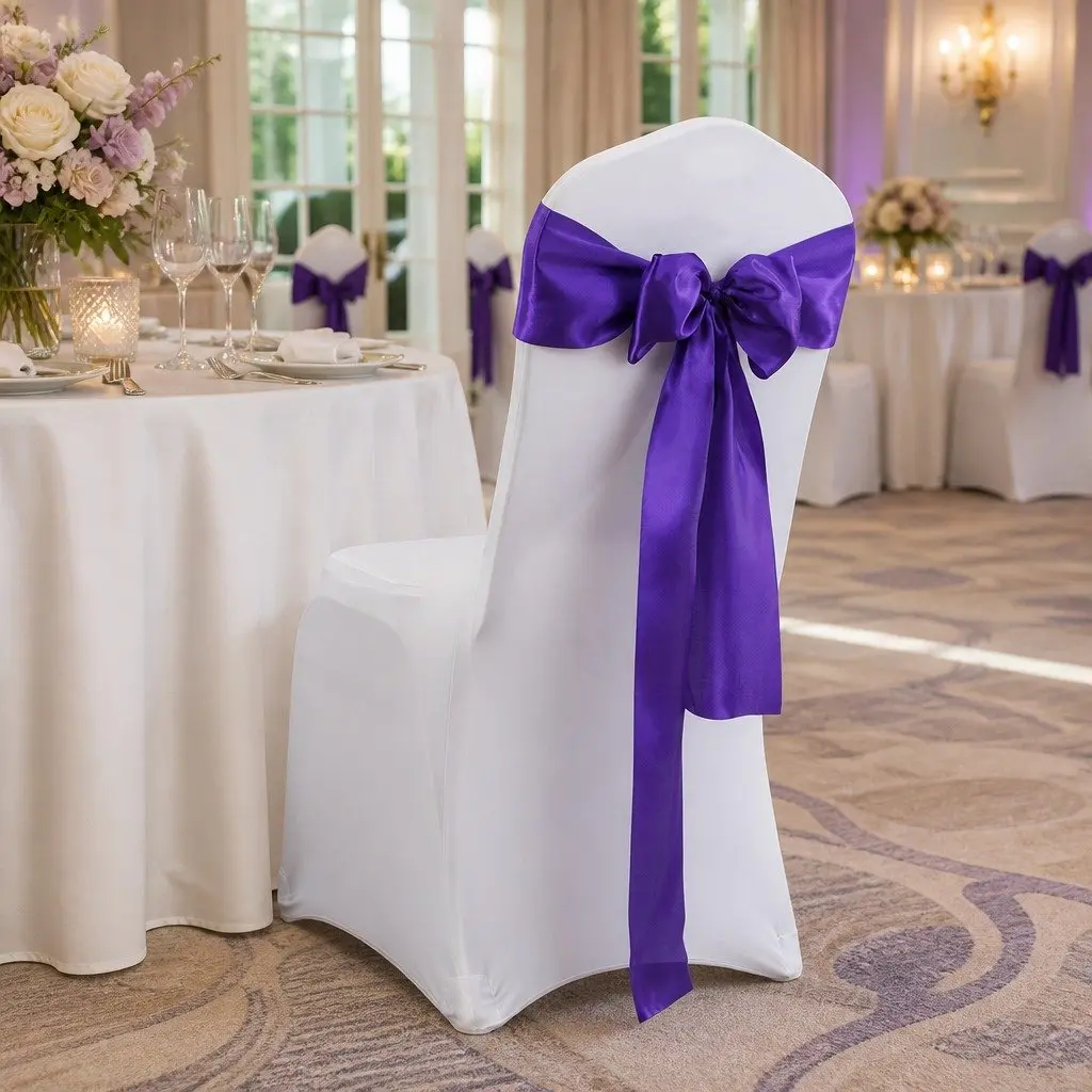 Satin Chair Sashes Table Runner 278cm x 18cm Eggplant 20 Piece Wedding Event Party Decoration