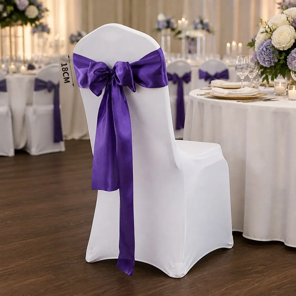 Satin Chair Sashes Table Runner 278cm x 18cm Eggplant 20 Piece Wedding Event Party Decoration