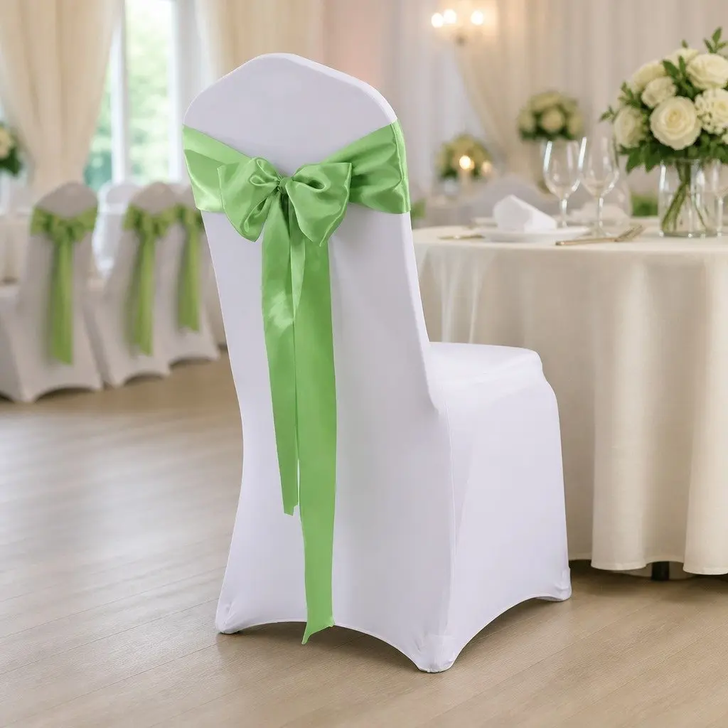 Satin Table Runner Chair Sash Grass Green 278cm Art Deco Wedding Party Decor