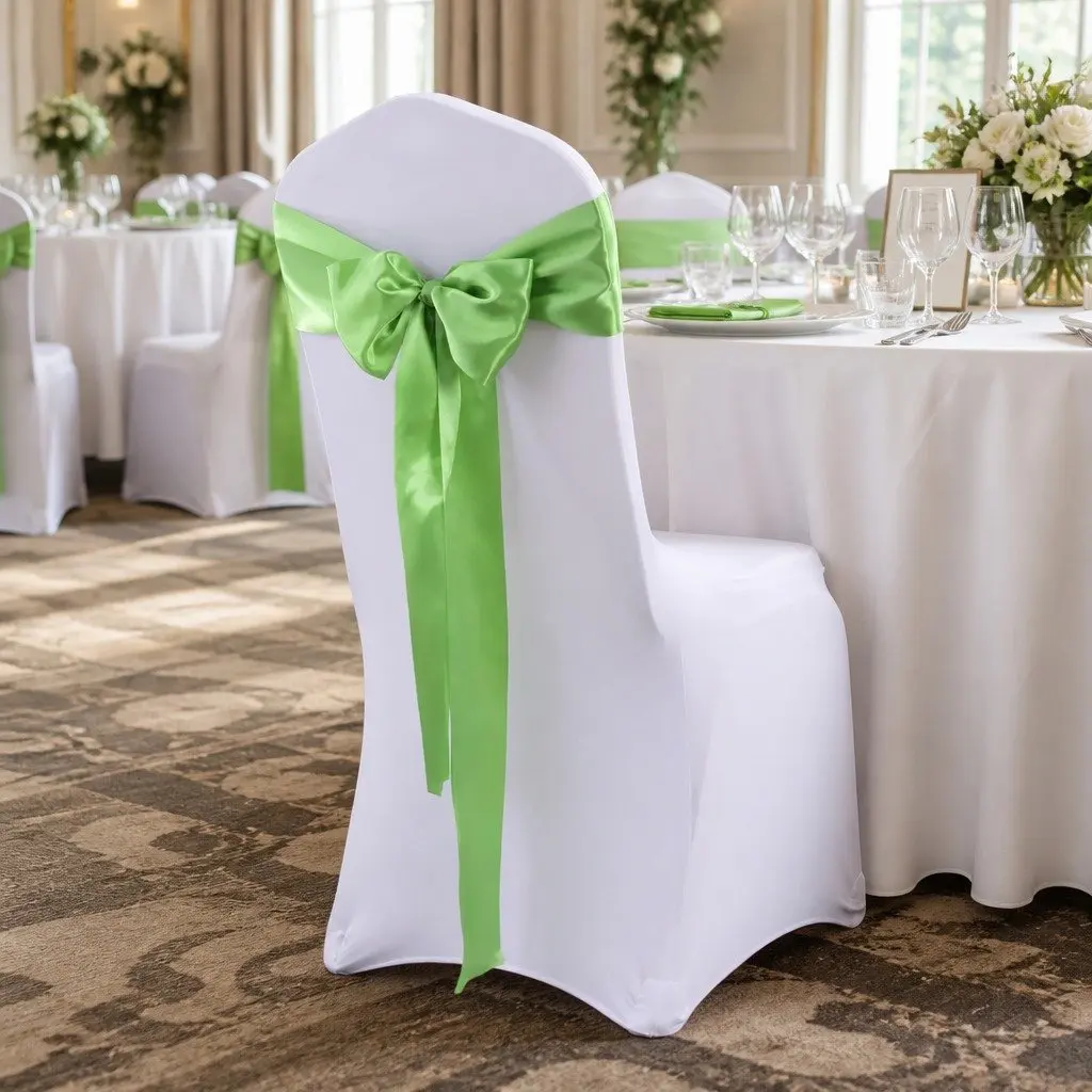 Satin Table Runner Chair Sash Grass Green 278cm Art Deco Wedding Party Decor