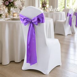 Versatile Lavender Satin Chair Sashes - 50 Pack