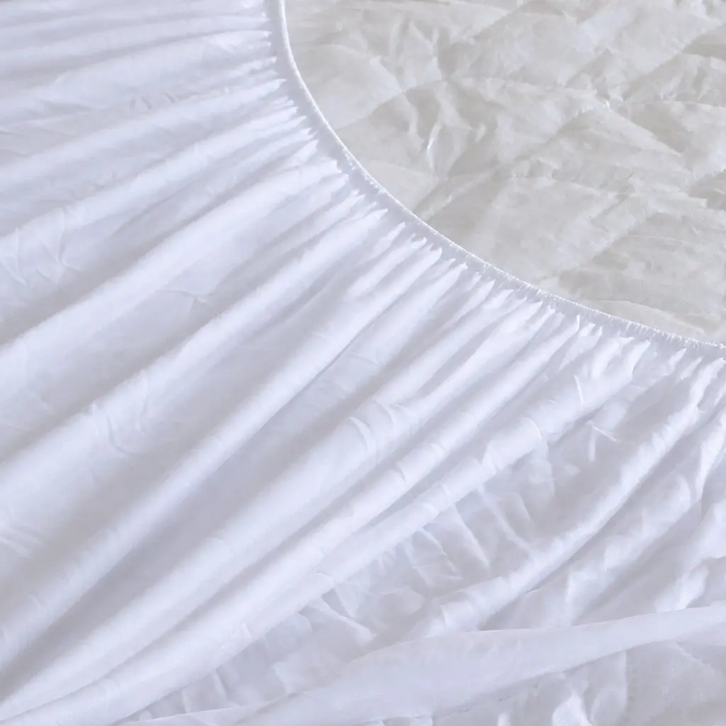 King Single Fitted Waterproof Mattress Protector Dust Mite Allergen Prevention White