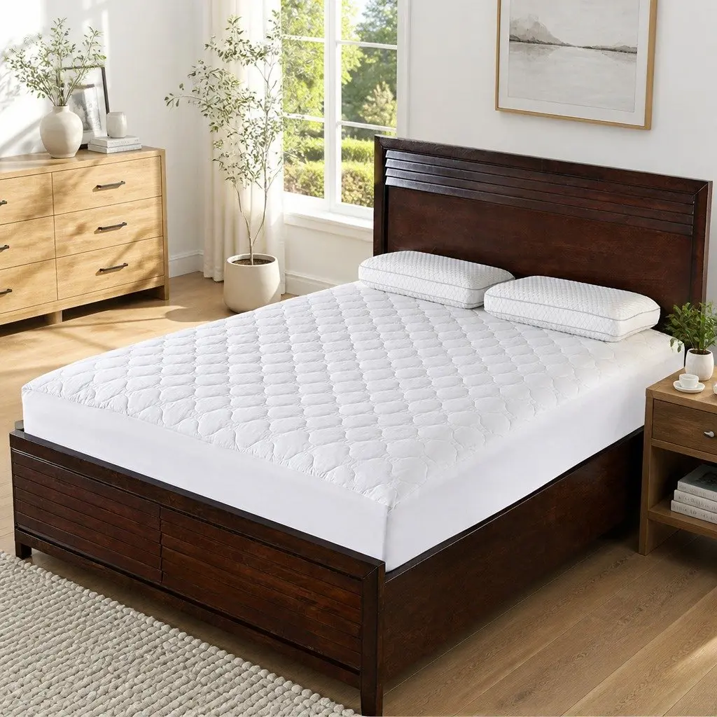King Single Fitted Waterproof Mattress Protector Dust Mite Allergen Prevention White