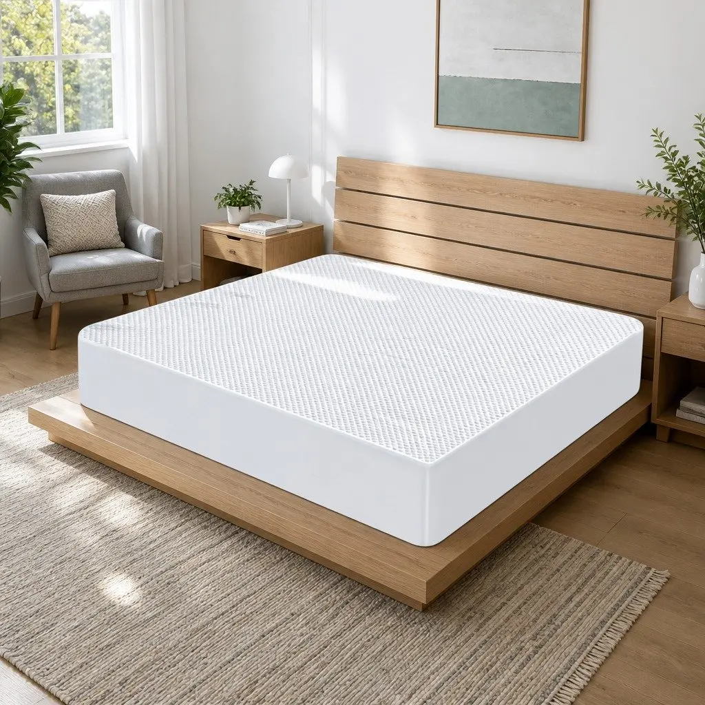 Double Fitted Mattress Topper Waterproof Cooling Polyester Elastic White 188cm x 137cm