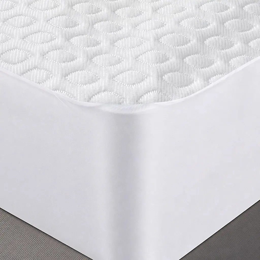 Double Fitted Mattress Topper Waterproof Cooling Polyester Elastic White 188cm x 137cm