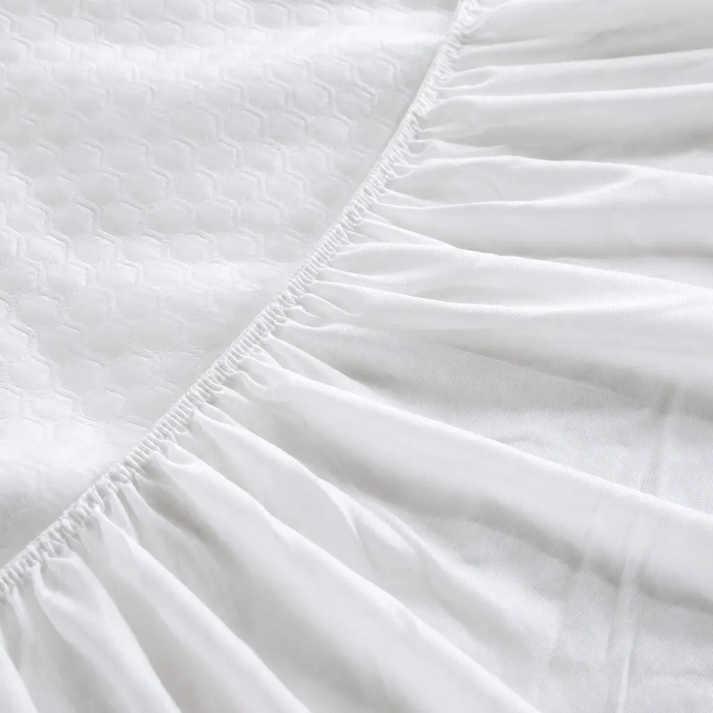 Double Fitted Mattress Topper Waterproof Cooling Polyester Elastic White 188cm x 137cm