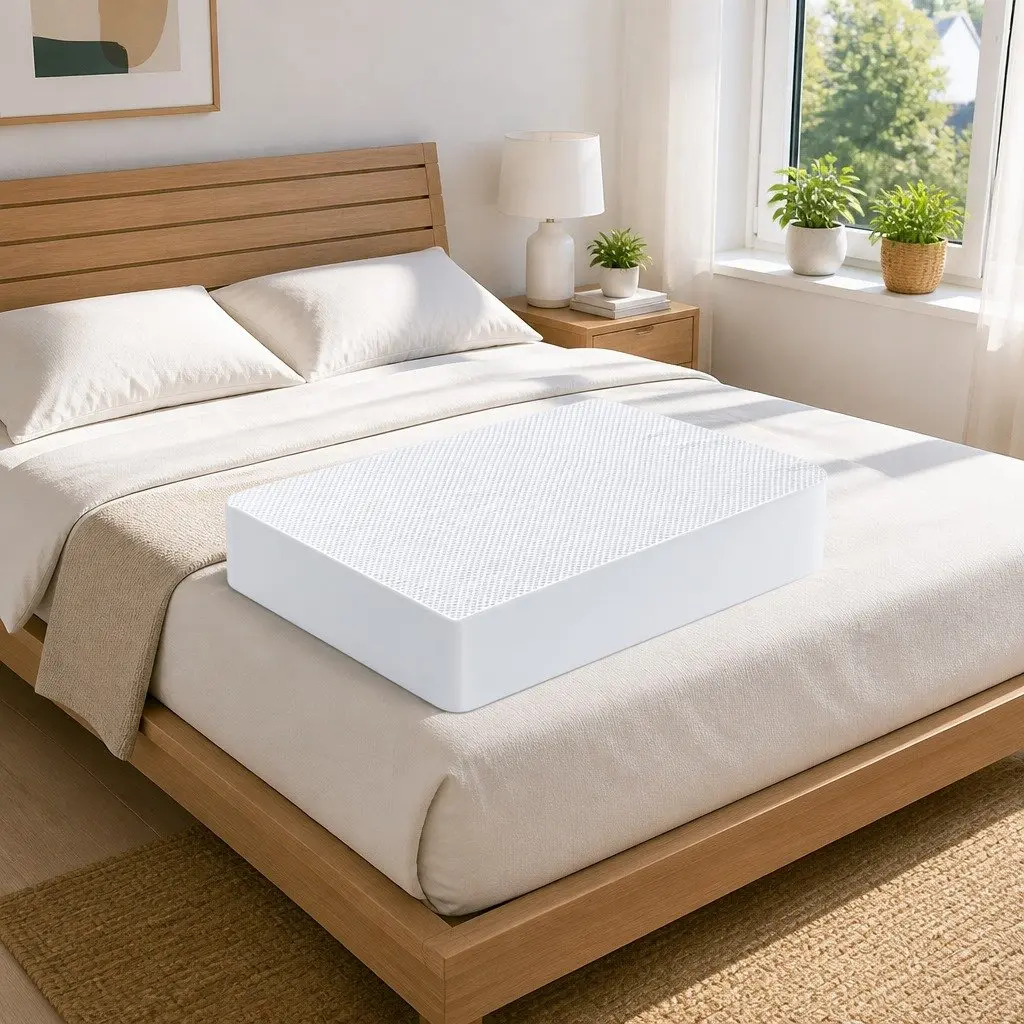 Single Polyester Mattress Protector Topper Waterproof Cooling Fitted Skirt 188cm x 91cm White